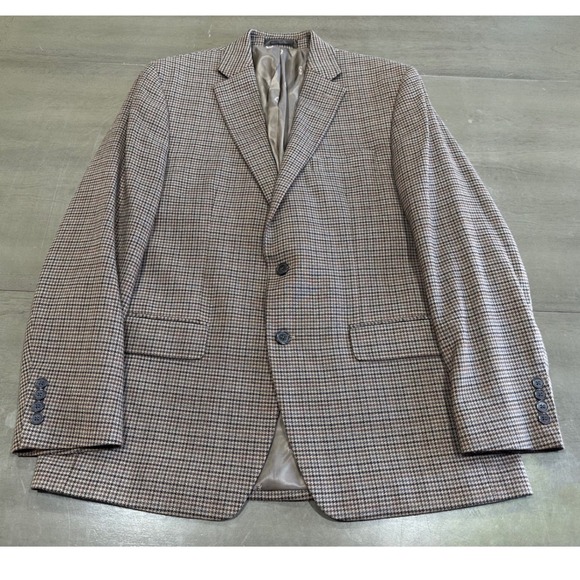 Lauren Ralph Lauren Mens Black Label 42R Sport Coat Blazer Brown Houndstooth